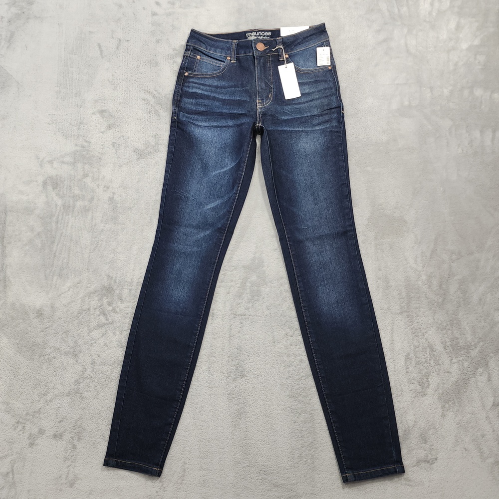 NEW Maurices Jeans Womens 2 LONG Blue High Rise Super Skinny Everflex Stretch